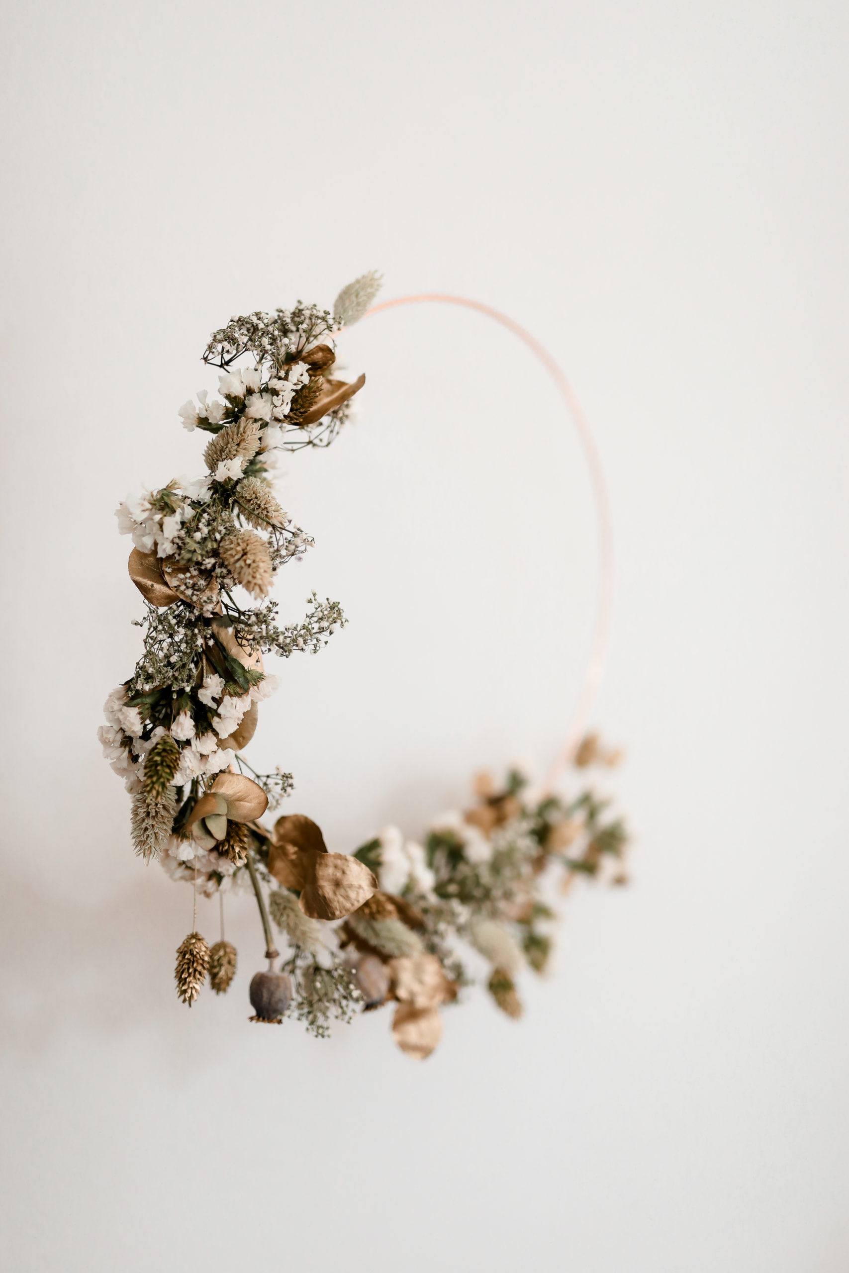 Kit DIY couronne pour les cheveux en fleurs séchées – Vert Cerise