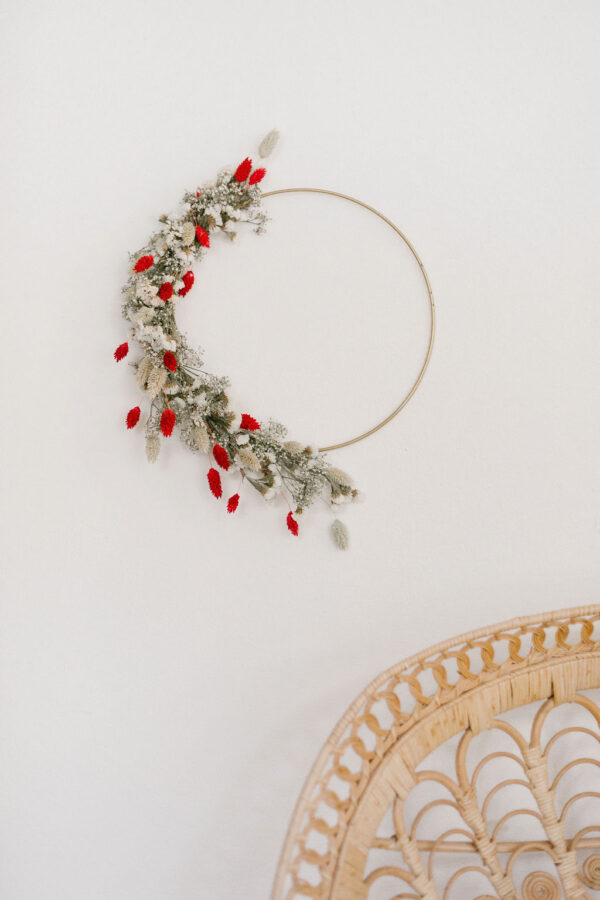 Couronne de fleurs séchées - Rouge