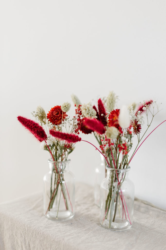 Trio de soliflores rouge