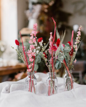 Trio de soliflores rouge-rose