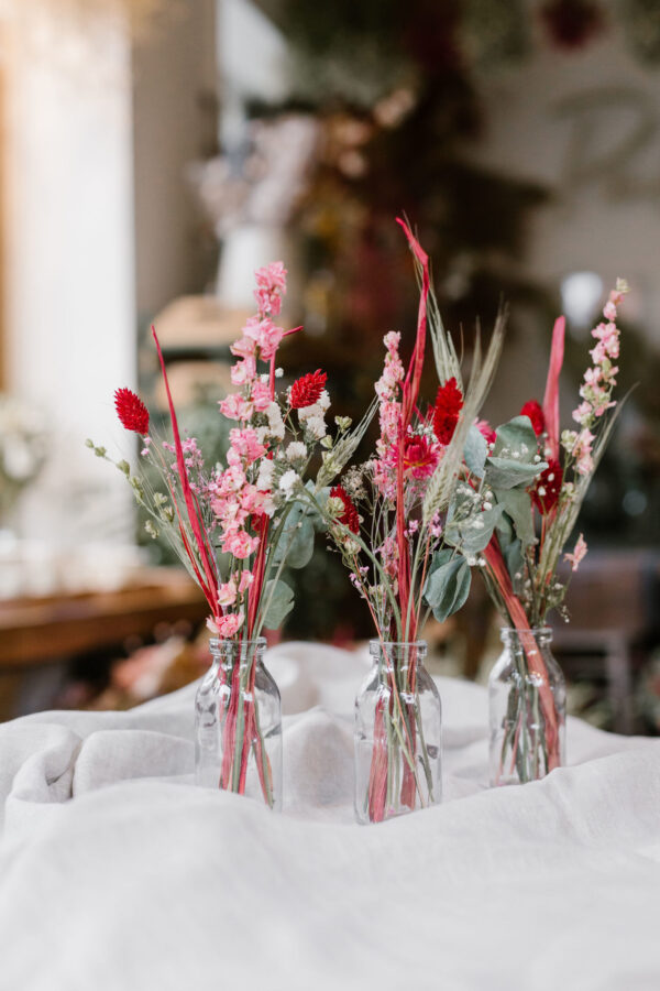 Trio de soliflores rouge-rose