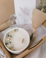 Coffret - Bougie fleurie M "Fleur de Coton" & soliflore