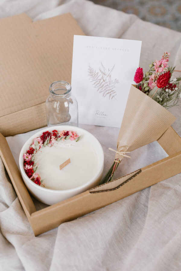Coffret - Bougie fleurie "Coquelicot" & soliflore