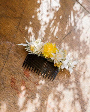 Peigne fleuri - Jaune