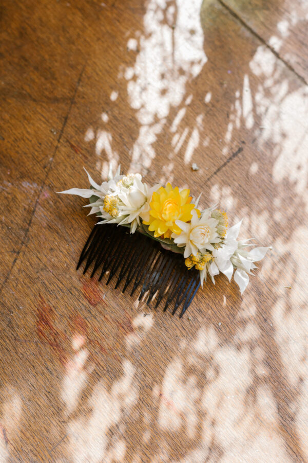 Peigne fleuri - Jaune