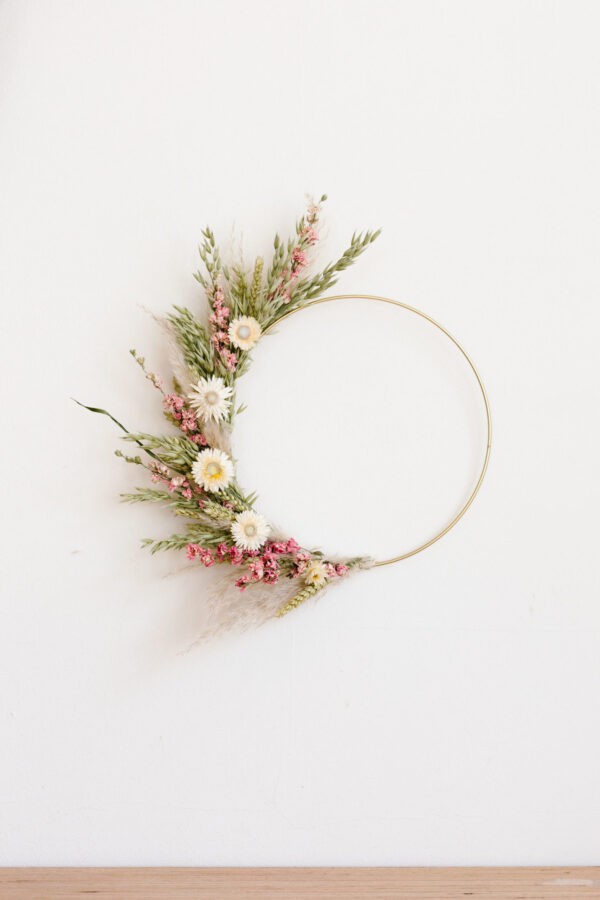 Couronne de fleurs séchées - Rose