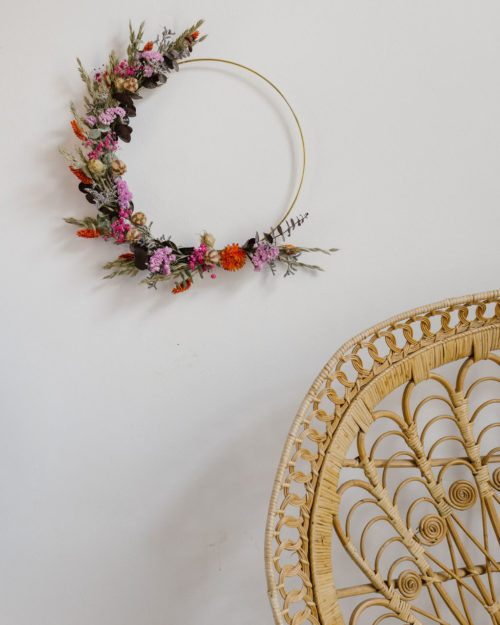 couronne de fleurs séchées pollen atelier
