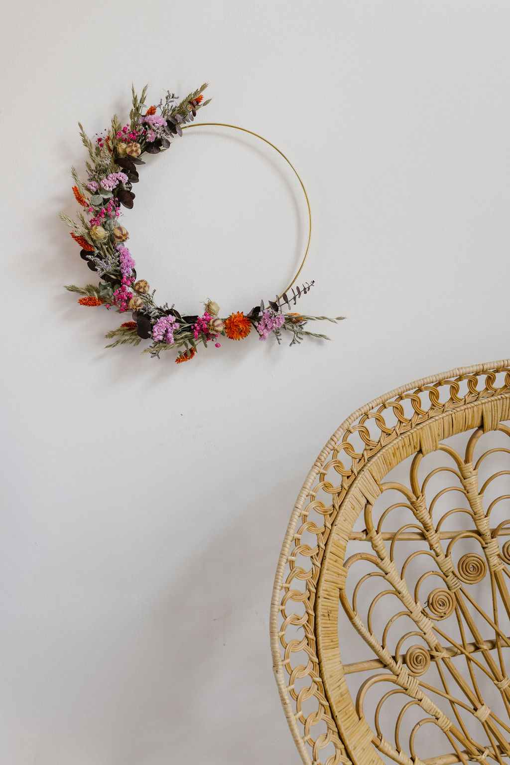 couronne de fleurs séchées pollen atelier