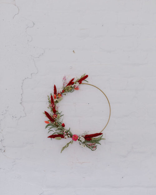couronne de fleurs séchées pollen atelier