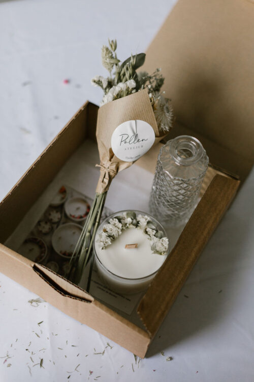 Coffret - Bougie fleurie "Aloe Vera" & soliflore – Image 2