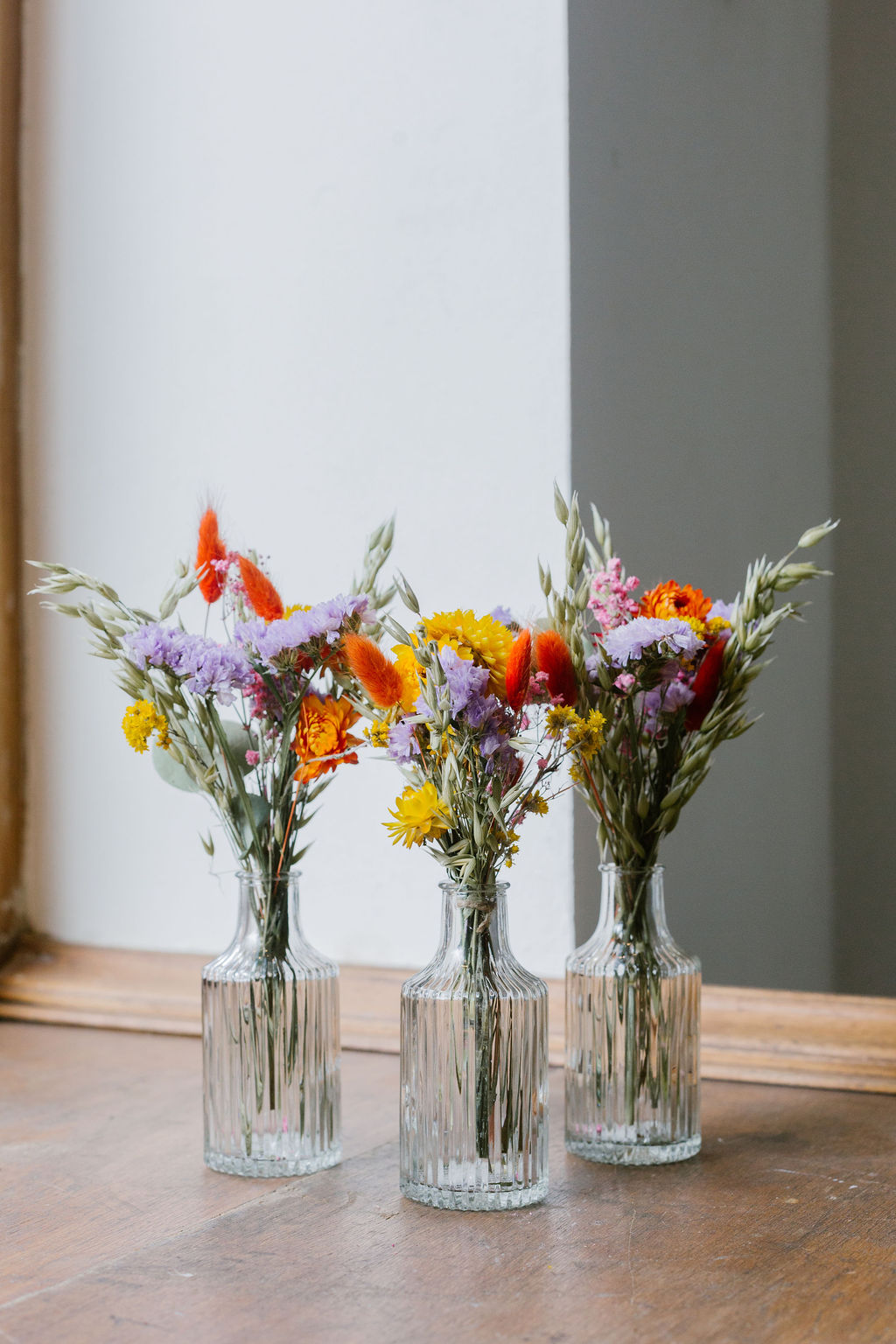 trio soliflores fleurs sechées pollen atelier style malibran