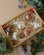 Coffret de 6 Boules de Noël Fleuries